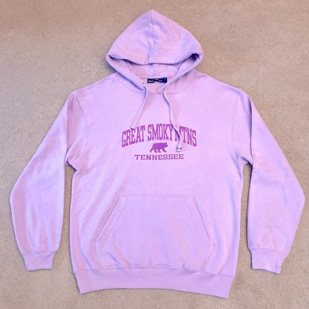 Great Smoky Mountains Tennessee Hoodie Sweatshirt Size L Oversized Purple